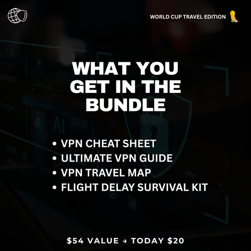Global Travel VPN Bundle: Unlock streaming, cheaper flights, and safer travel WiFi anywhere in the world.